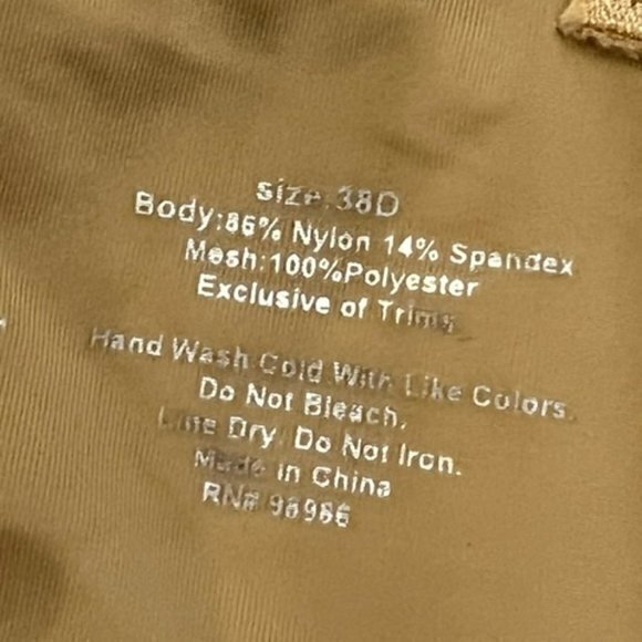 M. VIE INTIMATES Padded Bra Size 38D Beige Mesh Floral Embroidery New with Bag - Picture 10 of 10